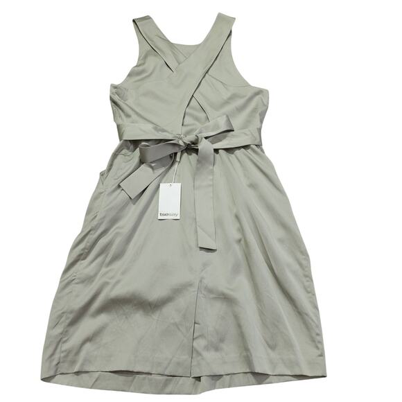 NWT Tsesay Womens Cross Back Dress Sleeveless Tie Front Pleat Zinc Gray Size 10 - Picture 2 of 9
